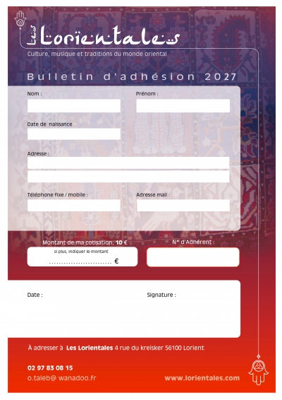 Bulletin d'adh�sion 2027
